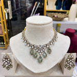 Load image into Gallery viewer, Madhura Moissianite Necklace with Duplet Stones - Mint
