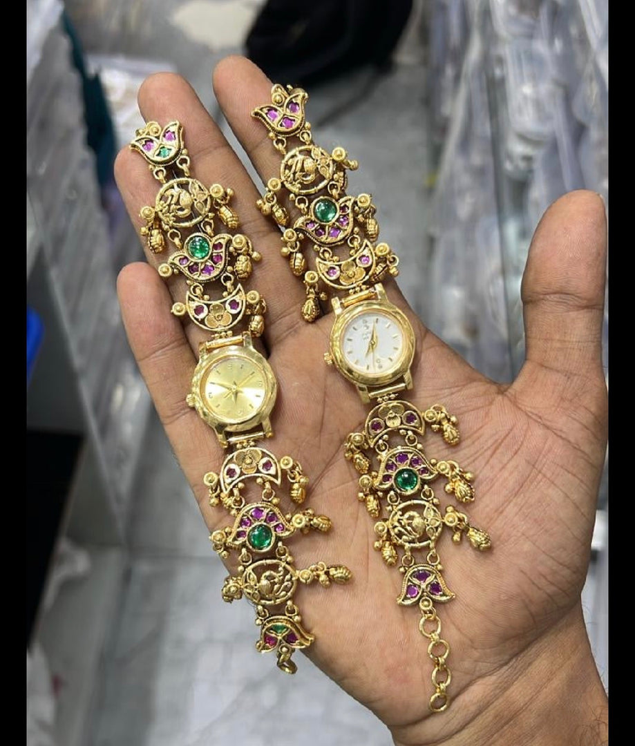 Ramila Heritage Brass Wrist Watch - Golden