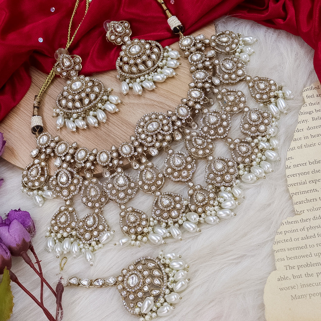 Bina Polki Choker Set - White