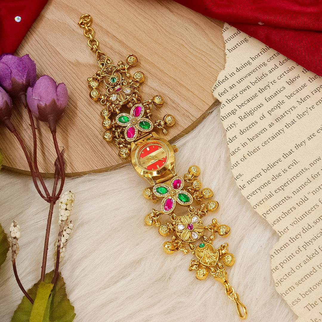 Anjali Designer Swarovski Heritage Brass Wrist Watch
