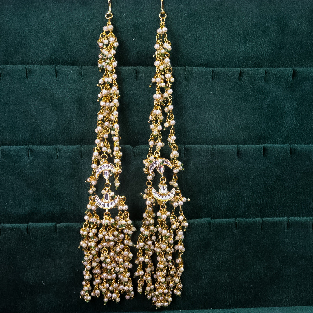 Golden Statement Brass Latakan Trending Earrings With Kanchain