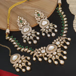 Load image into Gallery viewer, Radha Designer Moissante Set With Earrings And Mangtika-Green