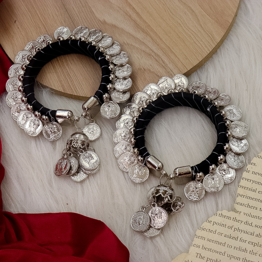Coin Oxidise Kada- Black - Pair