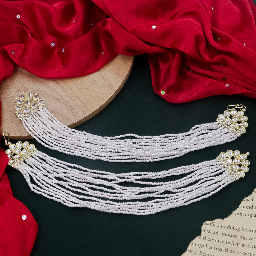 Moti Statement Earrings With kanchain look