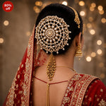 Load image into Gallery viewer, Premium Kundan Hair Bun With Brass Ghungroo Latakan