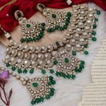 Load image into Gallery viewer, Jiva Polki Choker Set- Dark Green