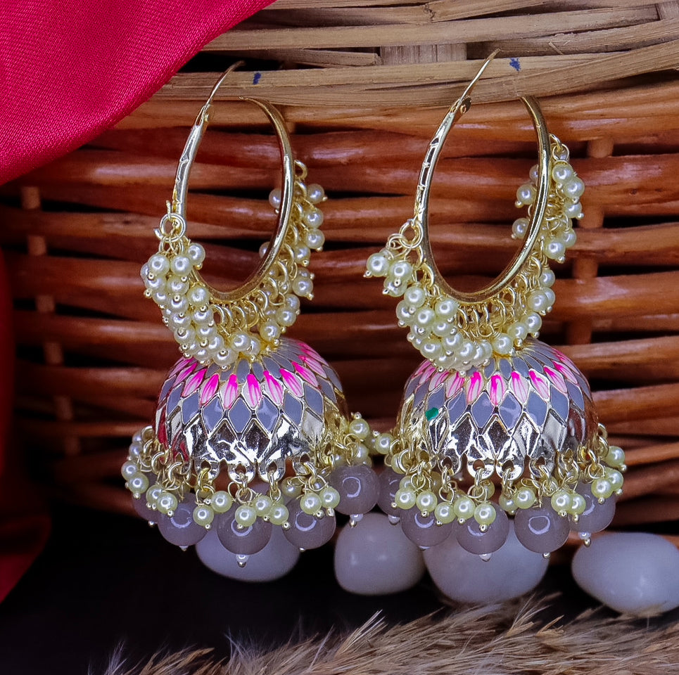Jimmy Meenakari Hoop Jhumka