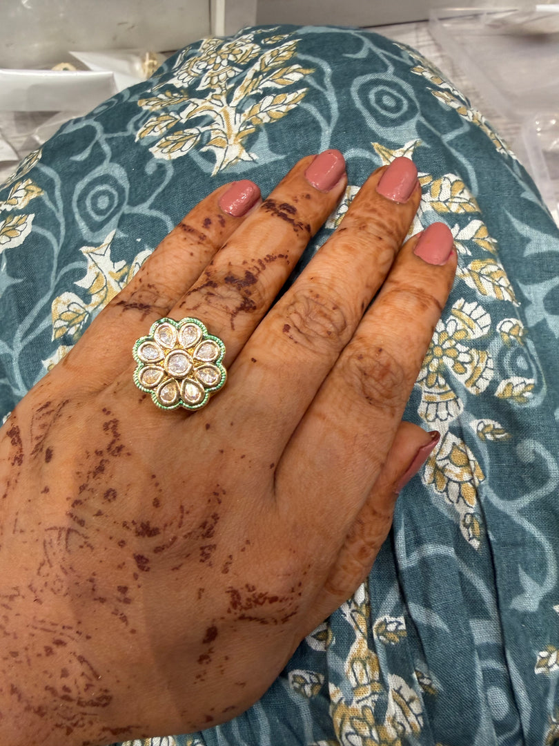 Flower Moissianite Adjustable Ring
