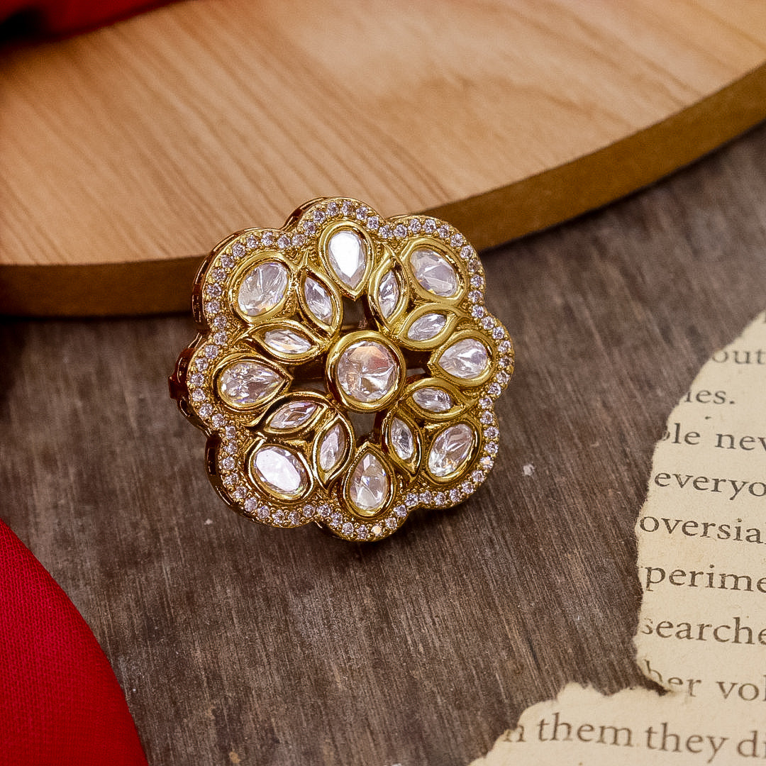 Flower Moissanite Ring- Adjustable