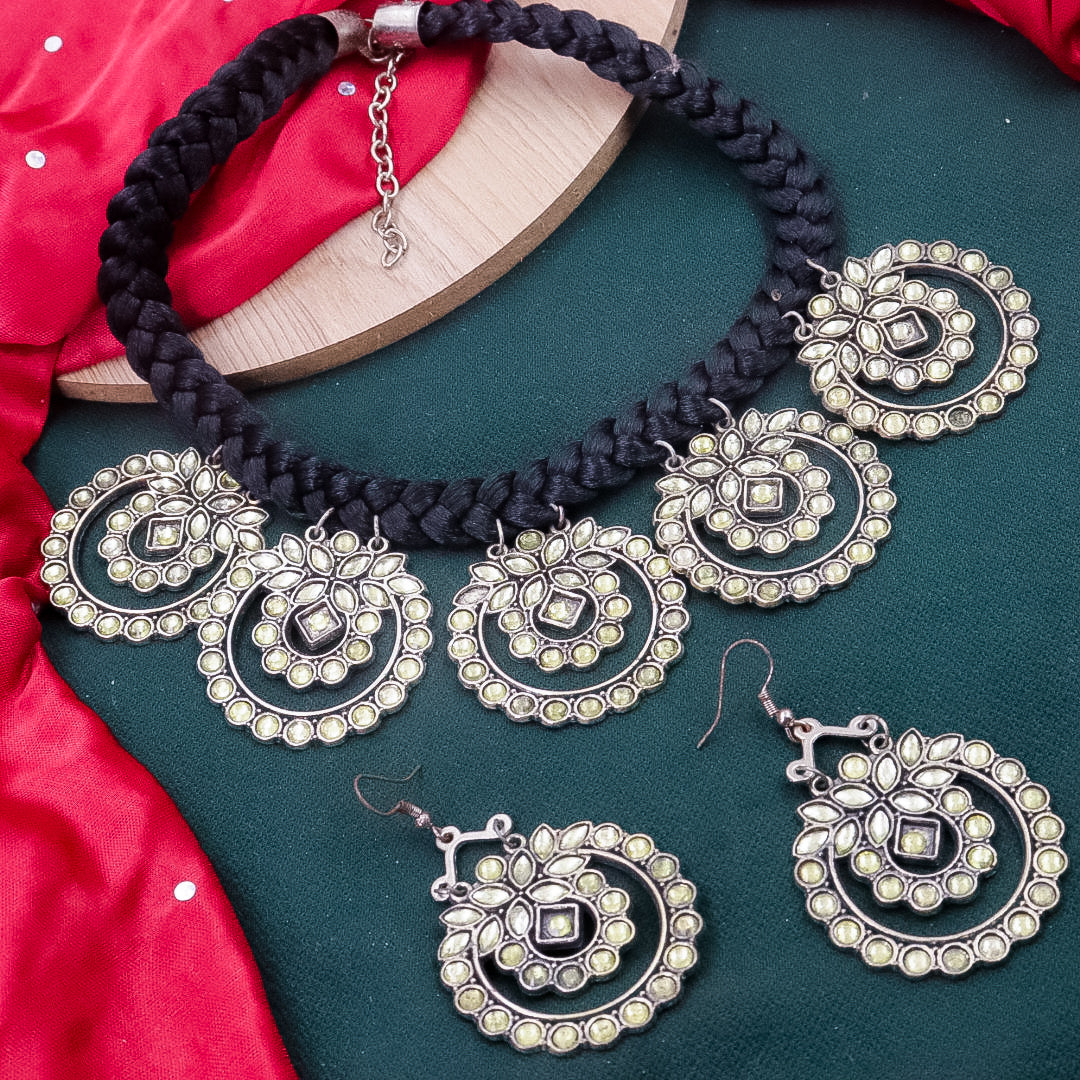 Trending Oxidised Choker With Earrings