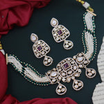 Load image into Gallery viewer, Dupa Designer Moti Moissanite Set- Maroon Green