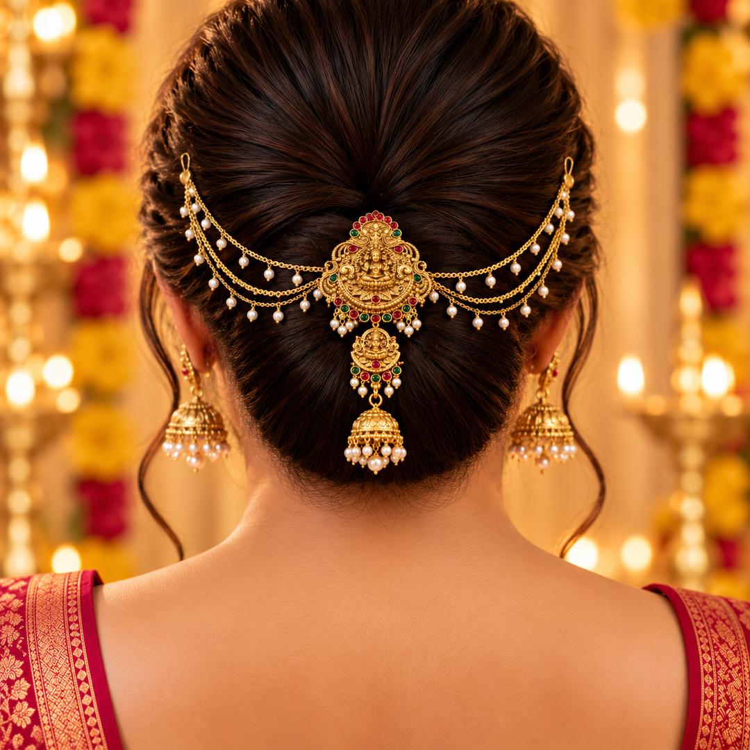 Anu Brass Hair brooch With Layered Latakan