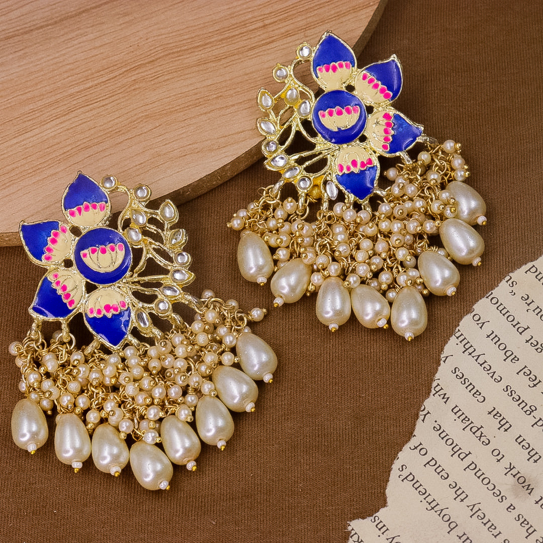 Flower Earrings - Royal Blue