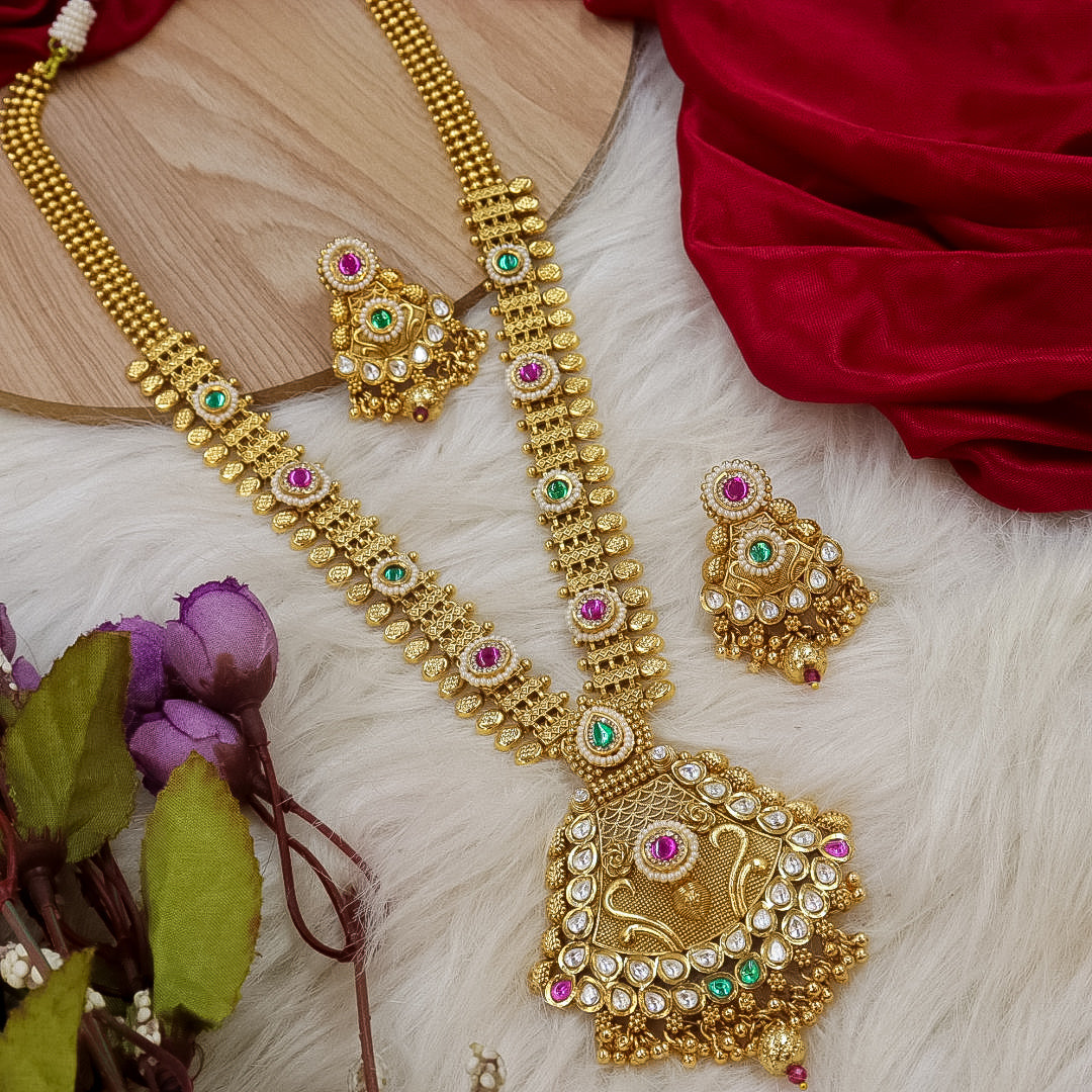 Dipika Rajkot Style Long Rajwadi Chandanhaar Set