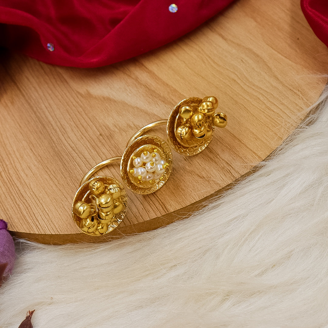 Kashmiri Ghungroo Double Finger Adjustable Ring