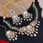 Load image into Gallery viewer, Radha Designer Moissante Set With Earrings And Mangtika-Green