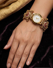 Sona Heritage Brass Wrist Watch - White