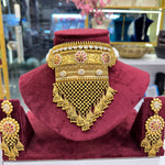 Load image into Gallery viewer, Vidya Premium High Gold Polish  Rajwadi Jhalar Necklace
