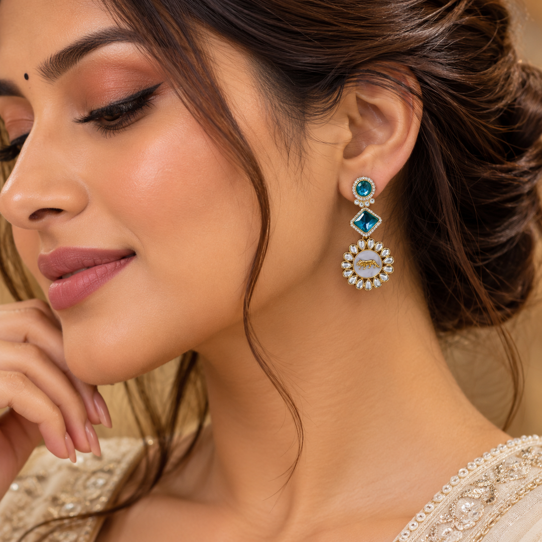 Johnna Sabya Designer Earrings - Teal Blue