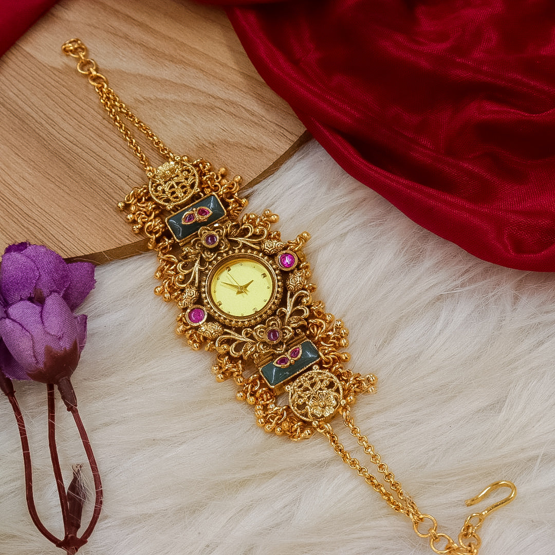 Statement Heavy Designer Heritage Brass Wrist Watch