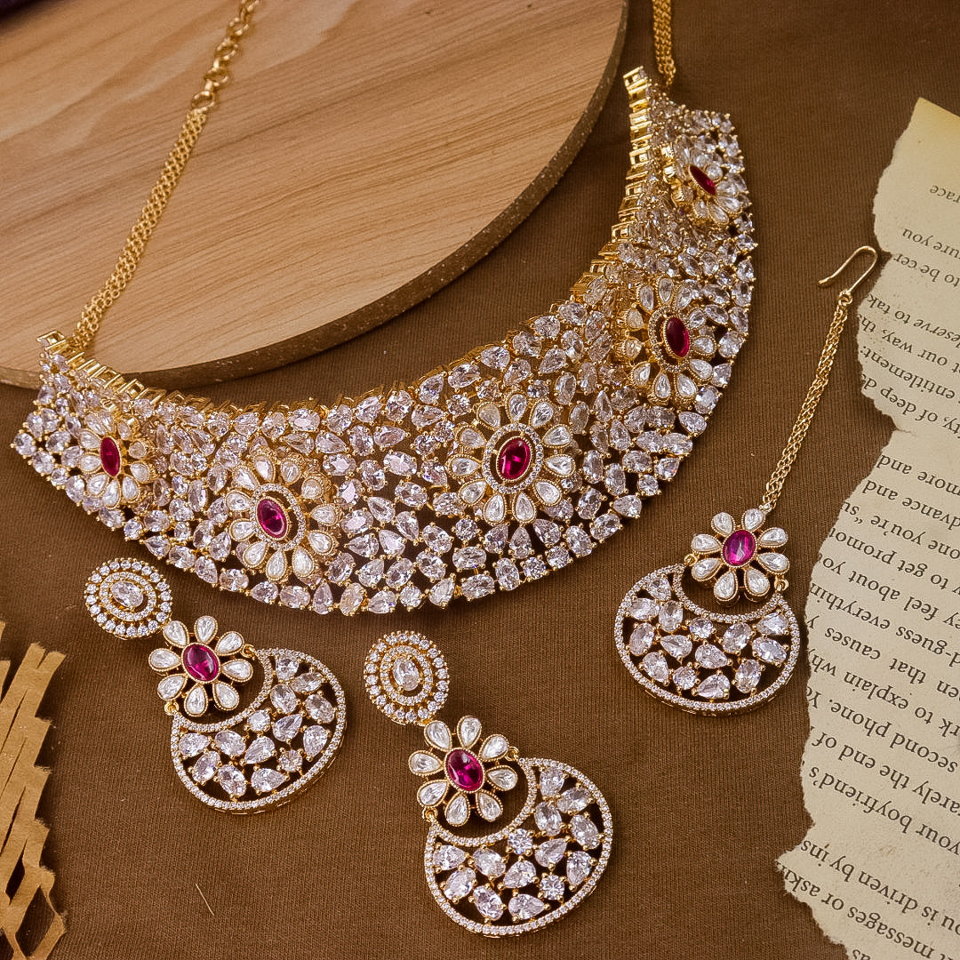 Designer Shivani Moissianite Choker - Golden