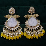 Load image into Gallery viewer, Zariah Chandbali With Mother Of Pearl Stone - Yellow