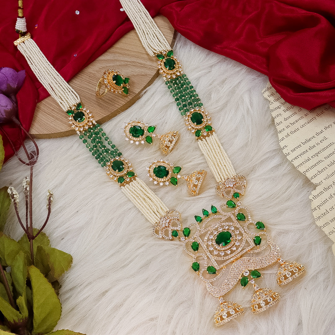 Puja Moissianite Long Moti Necklace