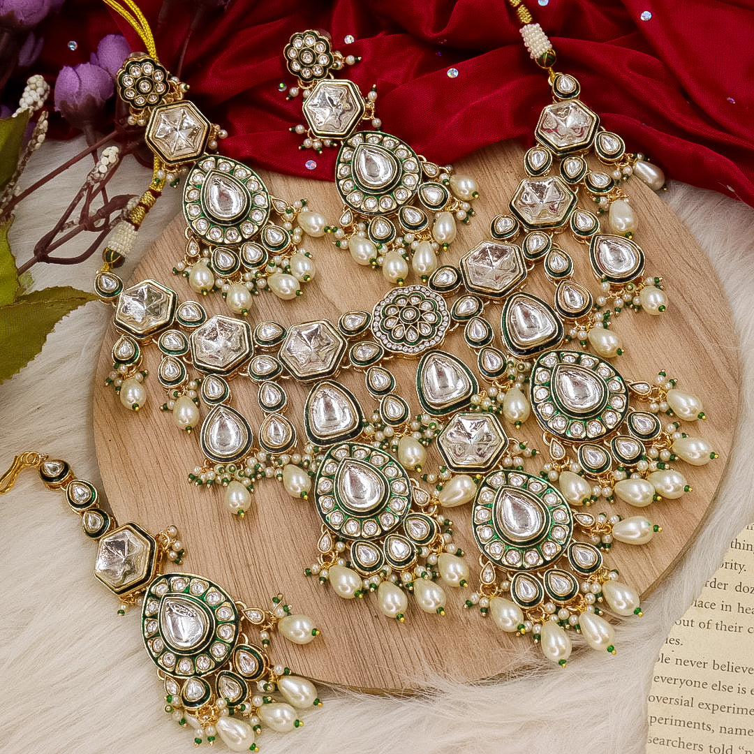 Tanu Premium l Polki Necklace -White