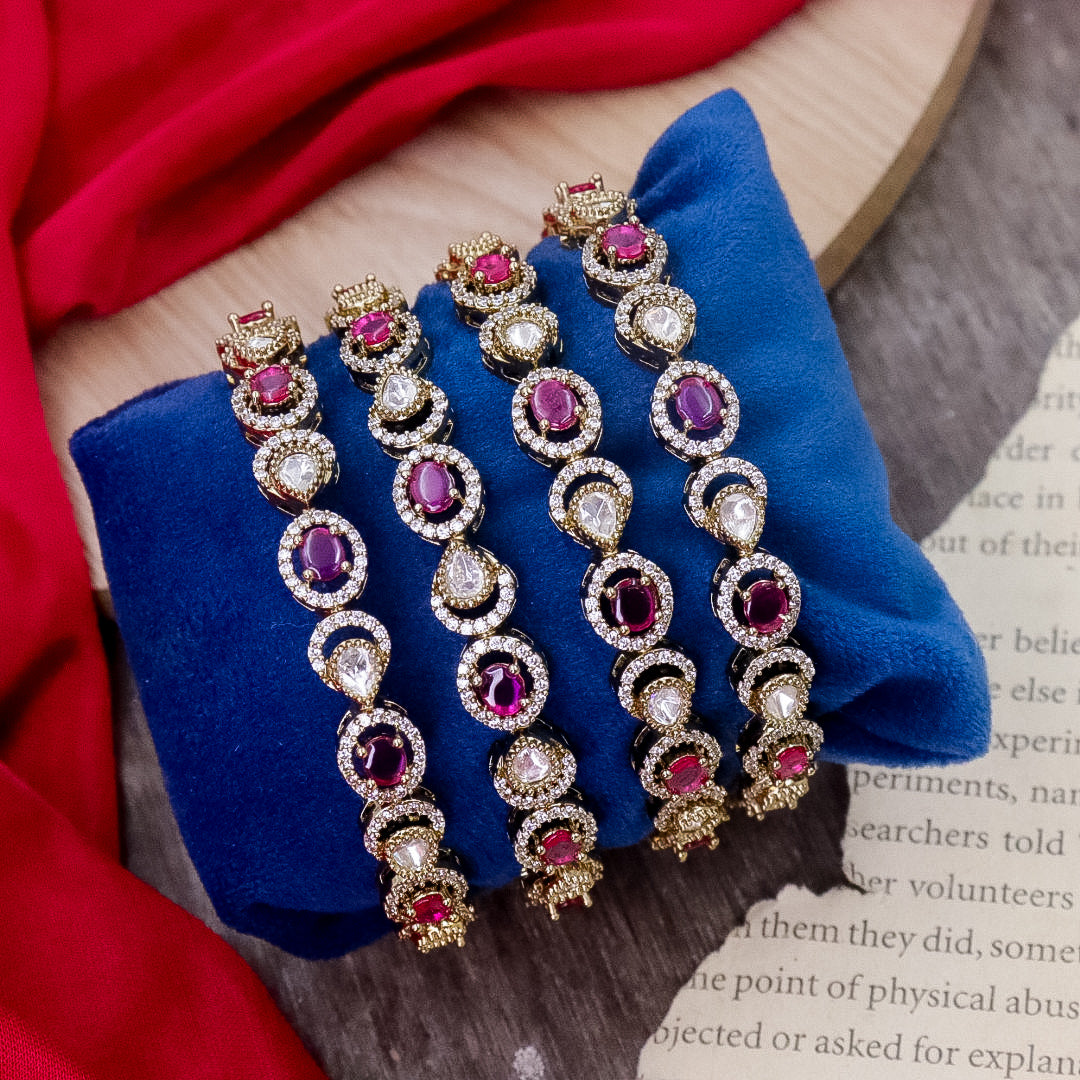 Trending Moissanite Designer Kada- Pack of 4- Ruby