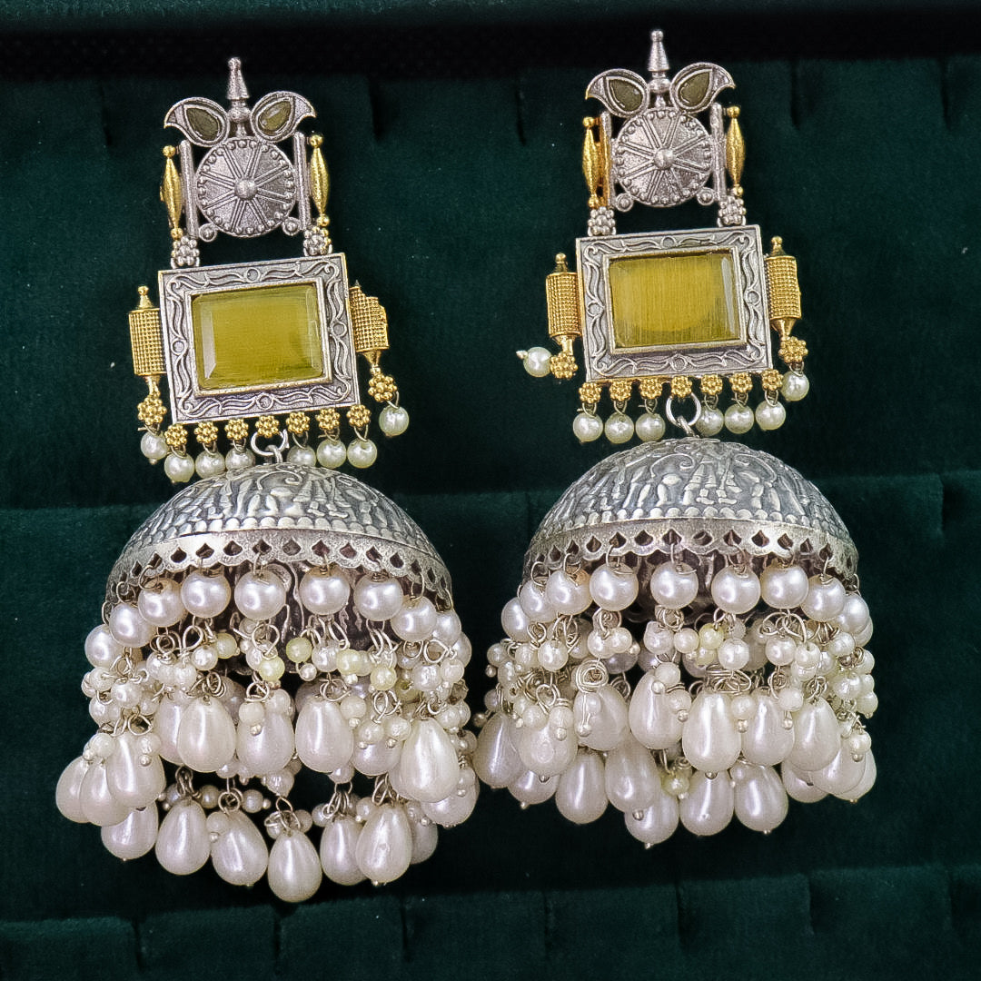 Shonali Statement Premium Brass Jhumka- Yellow
