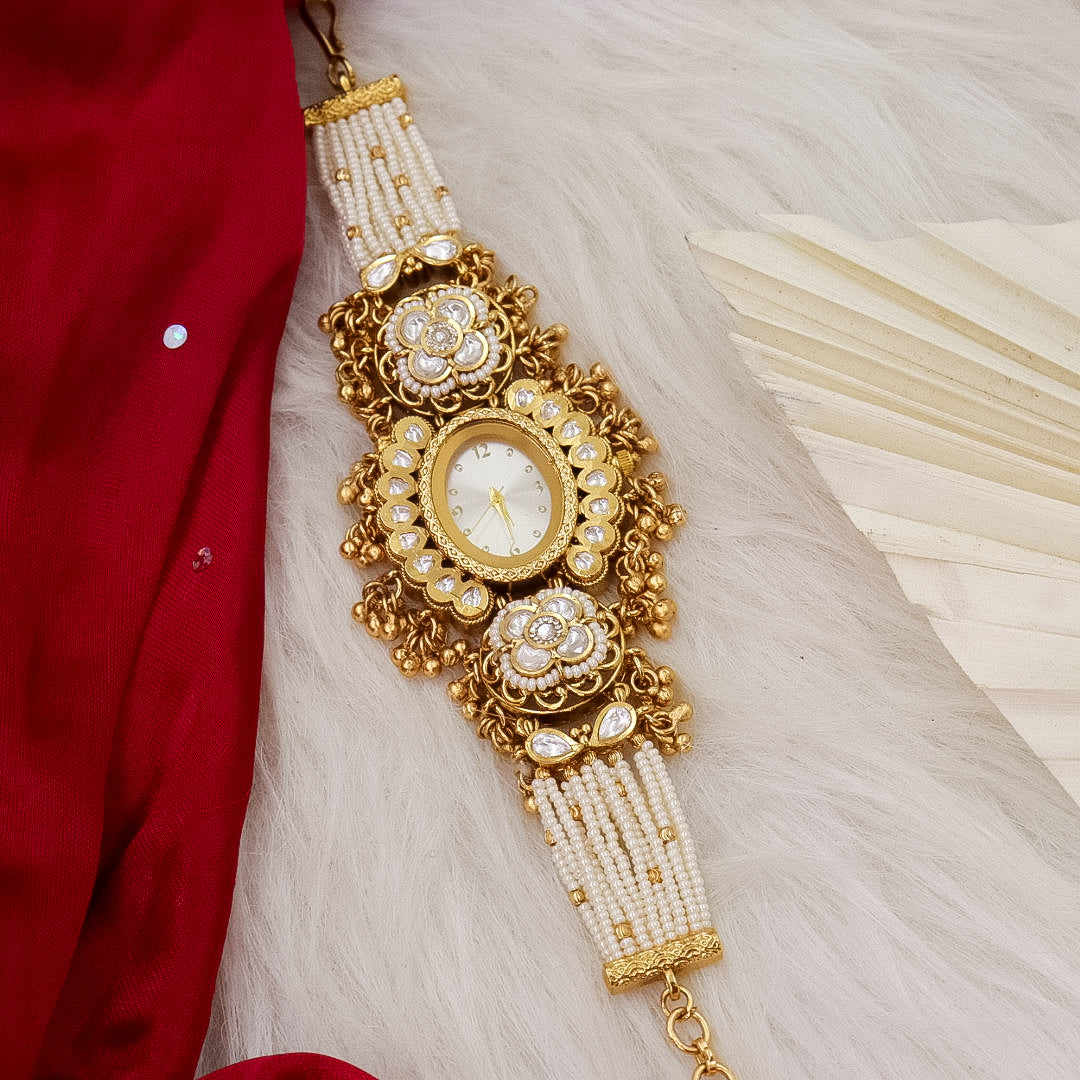 Nisha Designer Chorski Watch- White