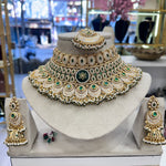 Load image into Gallery viewer, Komal Semi bridal Rajwadi Necklace-Green