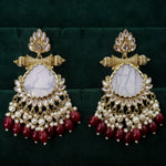 Load image into Gallery viewer, Zariah Chandbali With Mother Of Pearl Stone - Maroon
