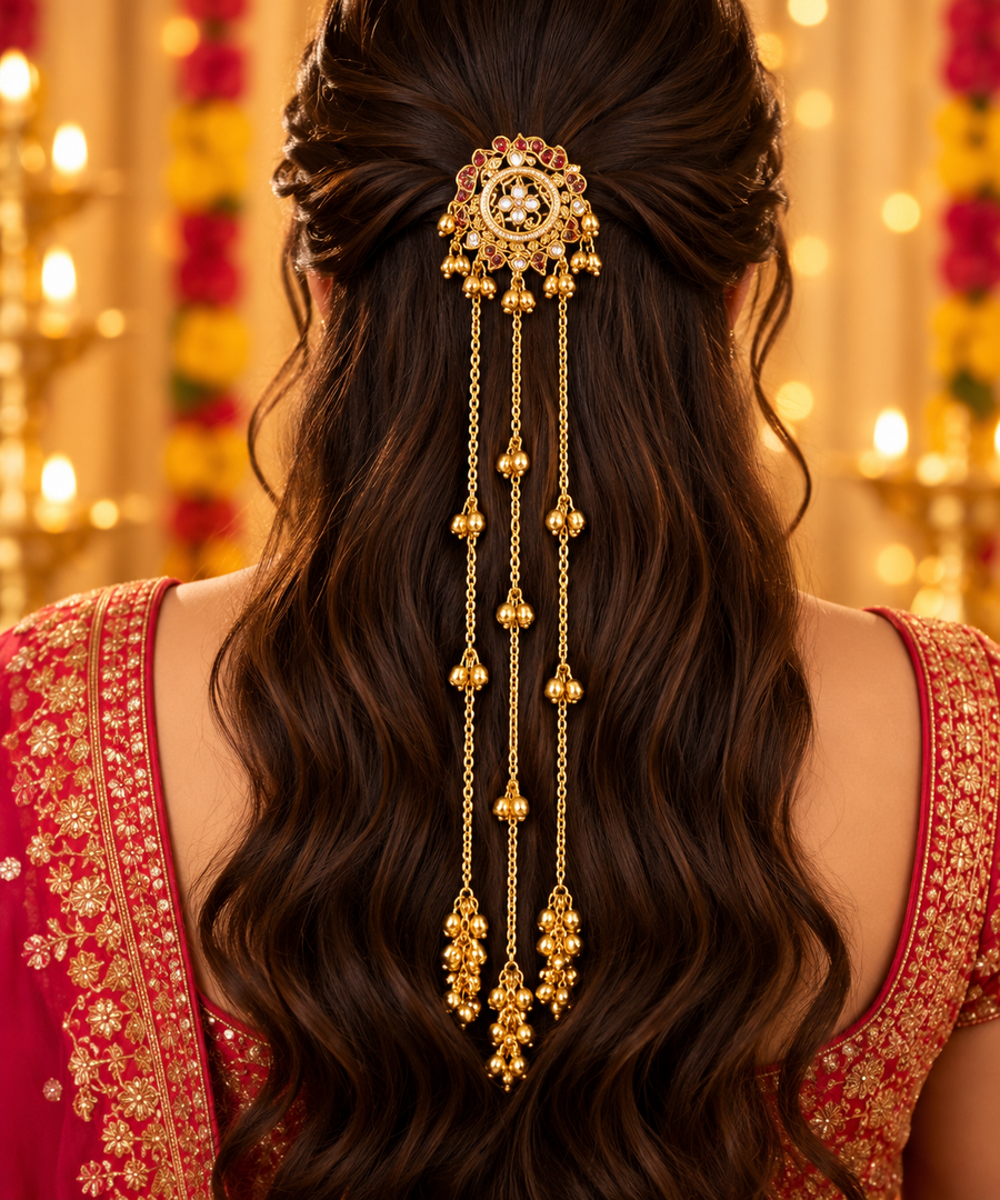 Pooh Heritage Hair brooch With Long Ghungroo