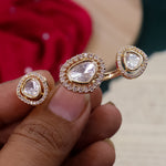 Load image into Gallery viewer, Double Finger Moissanite Ring - Rose Gold Polish