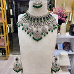 Load image into Gallery viewer, Ragini Kundan Bridal Choker (1 Necklace, 1 Earrings Pair, 1 Sheeshphool, 1 Nath)
