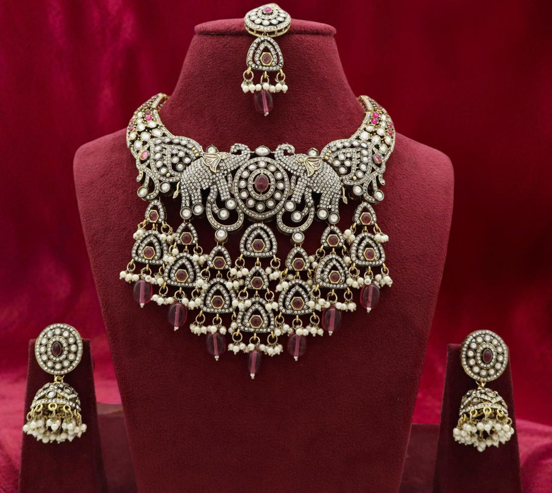 Premium Elephant Kundan Choker Set