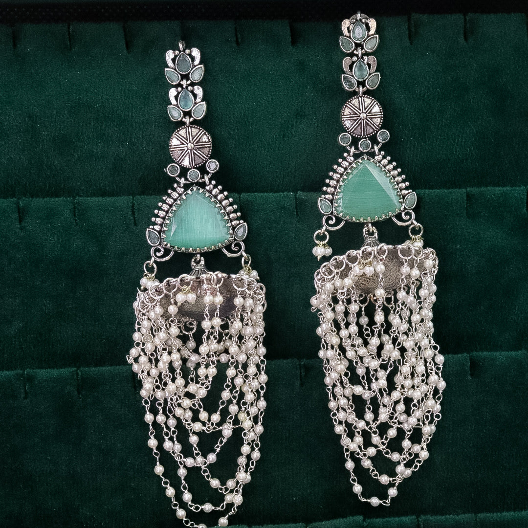 Pearl Latkan Brass Earrings With Uppar Kaanchain