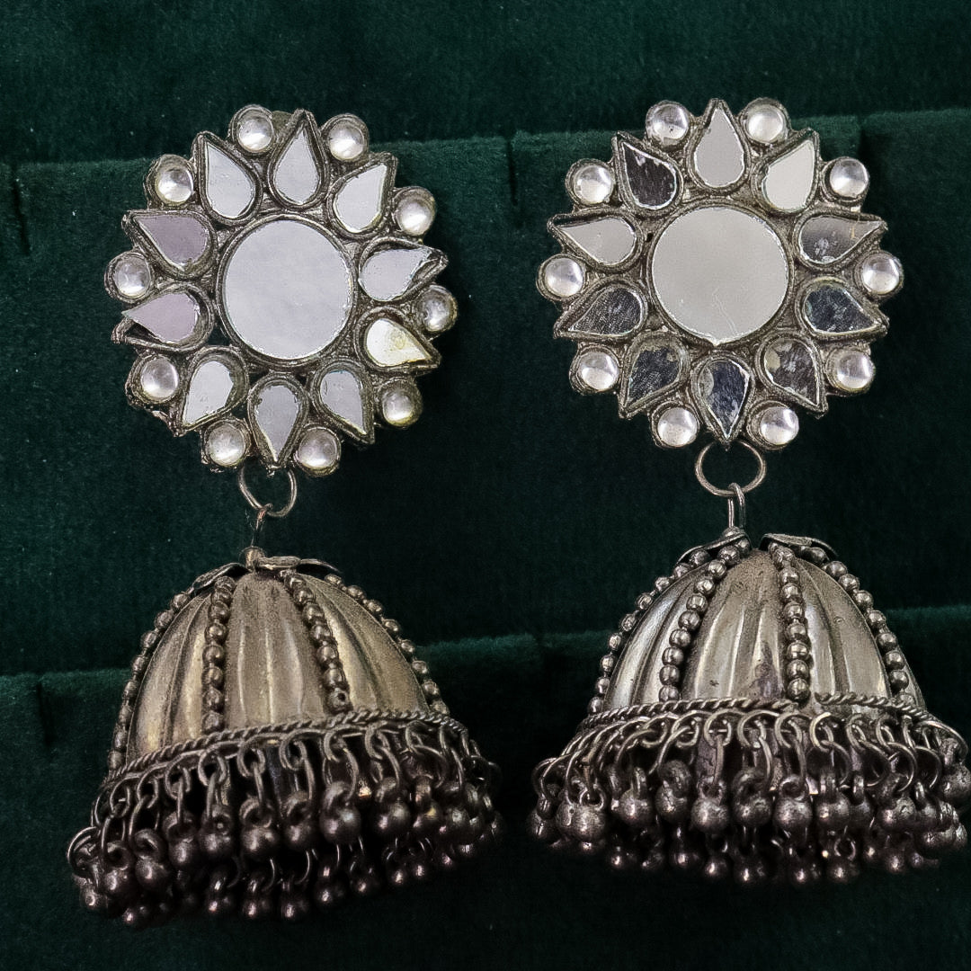 German Silver Mirror Jhumka