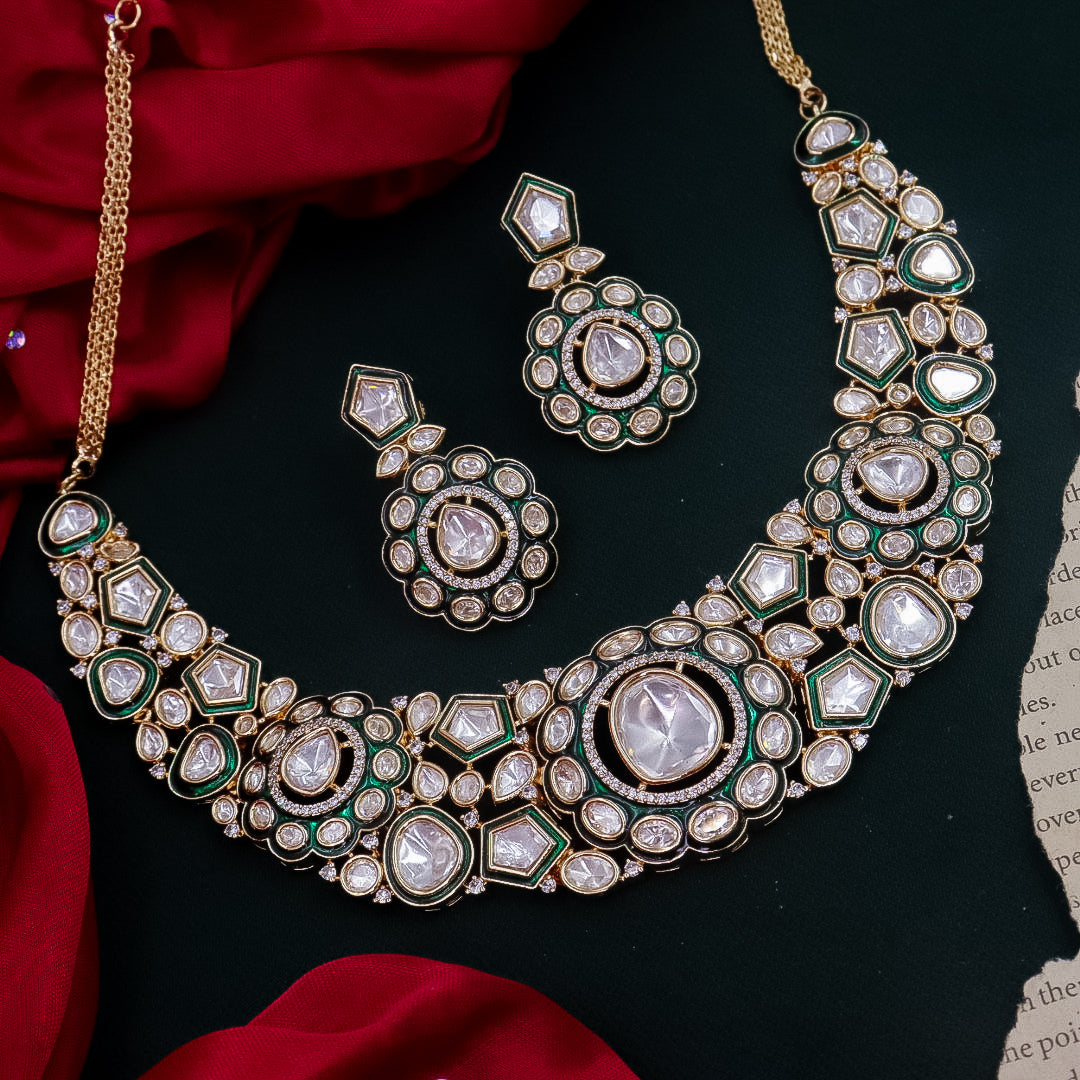Bhavna Moissanite Necklace - Green