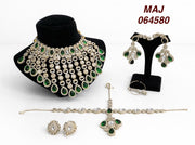 Chahak Semi Bridal Kundan Necklace [Necklace, Sheeshphool, Ring, Earrings, Nath]