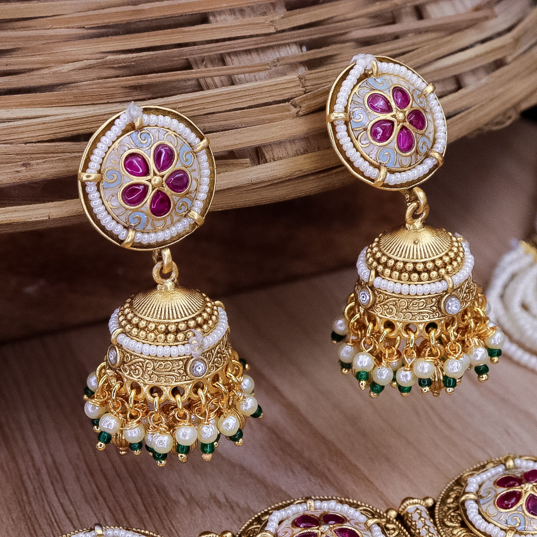 Kishver Premium Rajwadi Copper Choker Set With Jhumka