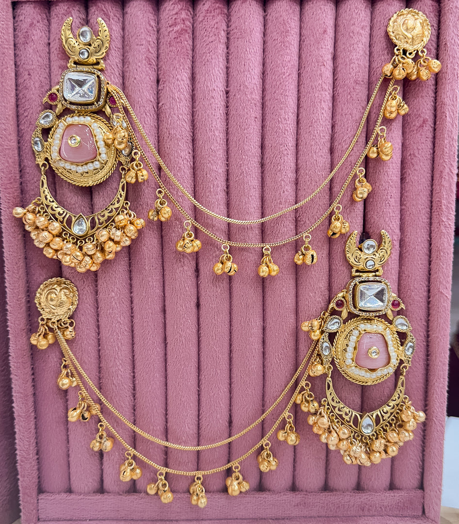 Aabha Kashmiri Earrings With Brass Kanchain