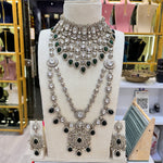 Load image into Gallery viewer, Sufi Full Bridal Necklace - (Short Choker, Long Necklace, Earrings, Hathpanja Pair, Sheeshphool, Nath)
