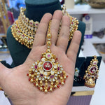 Load image into Gallery viewer, Natasha Semi bridal Rajwadi Necklace-Ruby