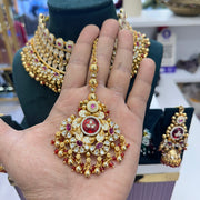 Natasha Semi bridal Rajwadi Necklace-Ruby