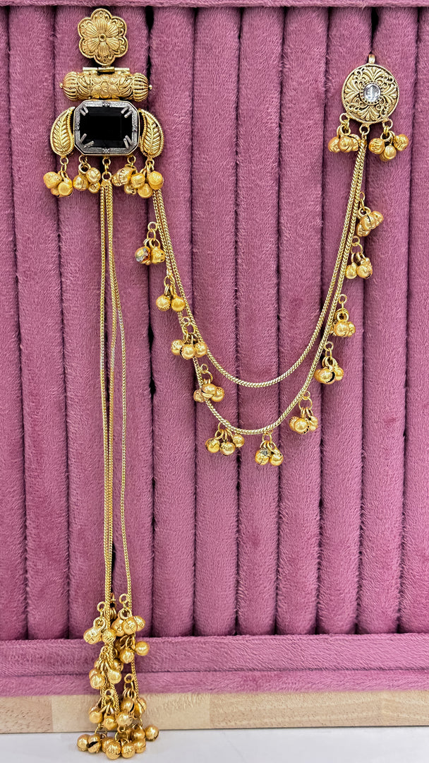 Diksha Brass Earrings With Latkan & Kaanchain