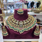 Load image into Gallery viewer, Cihana Semi bridal Rajwadi Necklace-Green