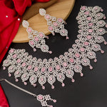Load image into Gallery viewer, Statement Semi Bridal AD Choker -Baby Pink