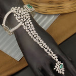 Load image into Gallery viewer, Jeffi American Diamond Hathpanja- Teal Blue